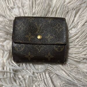 Classic Elise Monogram. Trifold Brown Wallet